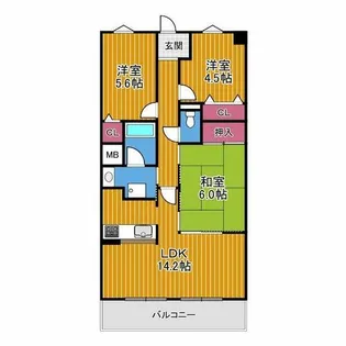 イトーピア金剛東グランヒルズ【14階】の間取り