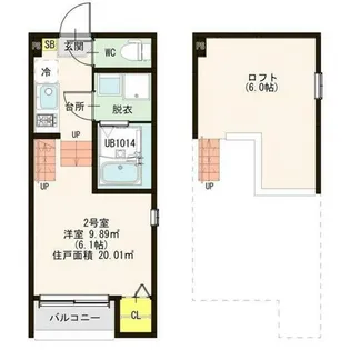 Calma本陣(カルマ本陣)【2階】の間取り