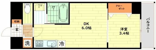 エスタート塚本(旧ディームス塚本)【6階】の間取り