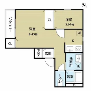 パピヨン箱崎宮前【3階】の間取り