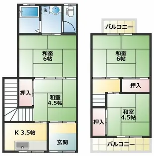 大阪府大阪市平野区瓜破1丁目【テラスハウス】の間取り