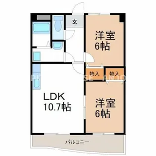 ニューソレイユつるしろ【203号室】の間取り