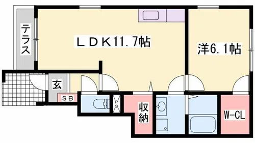 兵庫県姫路市広畑区西蒲田【アパート】の間取り
