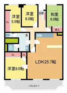 夙川台サンハイツD棟【508号室】の間取り