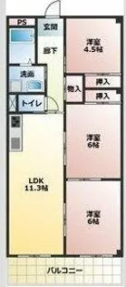 間渡里ハイツ【0102号室】の間取り