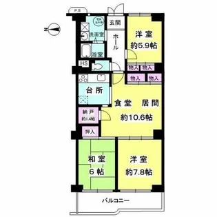 コンドミニアム甲東園【807号室】の間取り