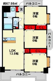 サンシャインプリンセス五番街【1401号室】の間取り