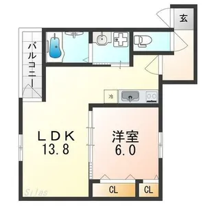 フジパレス遠里小野ウエスト【1階】の間取り