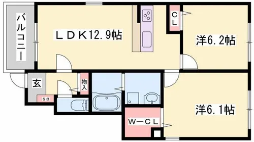 兵庫県姫路市勝原区山戸【アパート】の間取り