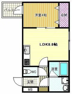AND TERRACE 羽曳野【1階】の間取り