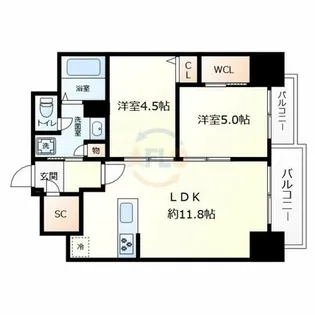 ルフォンプログレ新町【3階】の間取り