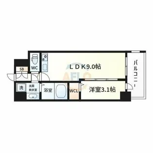 エスグランデ難波グランツ【8階】の間取り