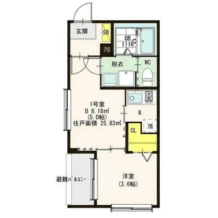 フェリーチェ長筬【1階】の間取り