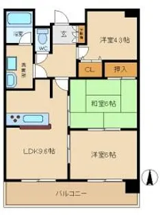 朝日プラザ姫路城南サバーブ【6階】の間取り