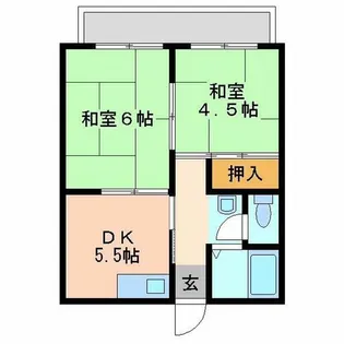 魚眞マンション【5階】の間取り