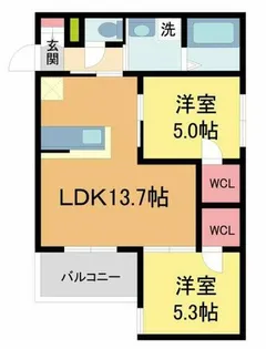シエーナ川西中央2【105号室】の間取り