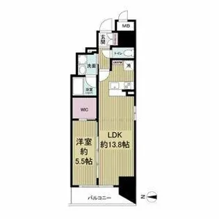 レジュールアッシュ谷町四丁目グランクラス【5階】の間取り