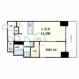 JP noie 上町台龍造寺【7階】の間取り