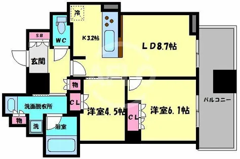クレヴィアタワー御堂筋本町【4階】の間取り