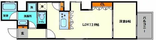 リーガル南久宝寺Ⅱ【7階】の間取り