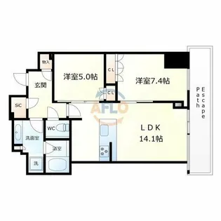 Brillia Tower堂島【4階】の間取り