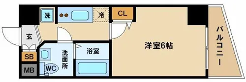 エステムプラザ難波WESTリバークロス【9階】の間取り