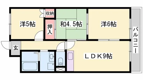ファミーユ網干【3-F号室】の間取り