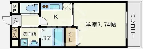 フレンシアノイエ難波南【15階】の間取り