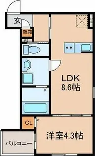 Crecia一宮Ⅱ【3階】の間取り