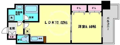 グランシス天満橋【6階】の間取り