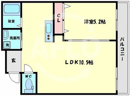 エルミタージュ難波南Ⅱ【9階】の間取り