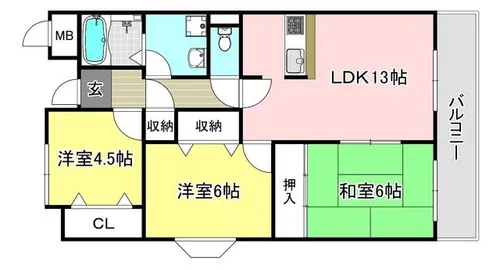 セゾン南茨木【3階】の間取り
