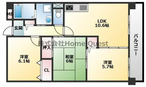 プロニティユー【3階】の間取り