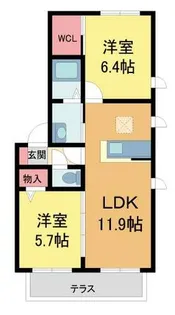 シャルマンエスト芦屋【101号室】の間取り