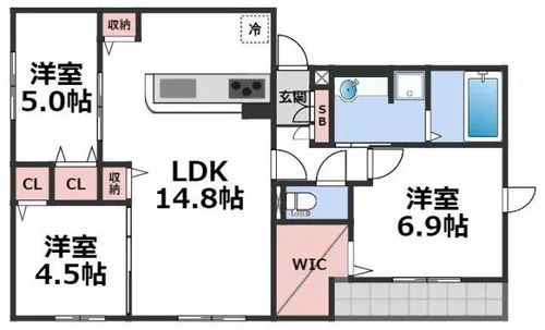 クラシスト新今里【3階】の間取り