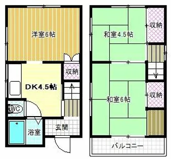 大阪府柏原市平野1丁目【一戸建】の間取り