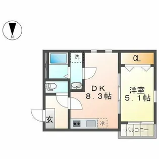 アルティス黒川【102号室】の間取り