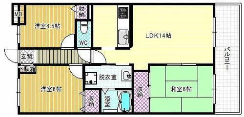 ベルメゾン道明寺【106号室】の間取り