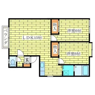 グリーンヴィレッジ北野【203号室】の間取り