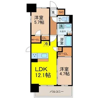 プレサンスレイズ桜山EAST【6階】の間取り