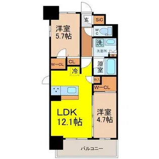 プレサンスレイズ桜山EAST【7階】の間取り