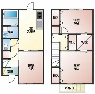 愛知県豊橋市東脇2丁目【テラスハウス】の間取り