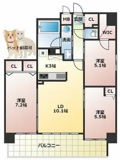 スプランディッド池田呉服町【6階】の間取り