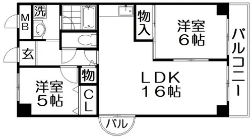 香里プラザⅡ【406号室】の間取り