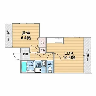 ジーナス甲子園口【2階】の間取り