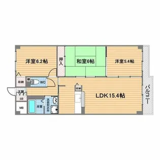 アンジュ東甲子園【6階】の間取り