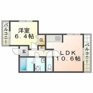 ジーナス甲子園口【2階】の間取り