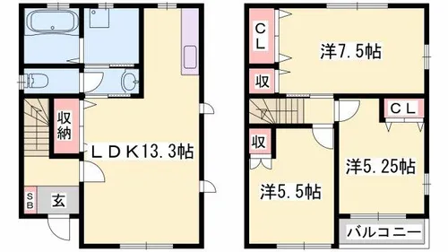 兵庫県姫路市伊伝居【一戸建】の間取り
