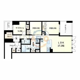 グランドメゾン北堀江レジデンス【13階】の間取り