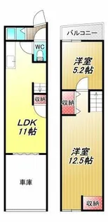 大阪府東大阪市大蓮東4丁目【テラスハウス】の間取り